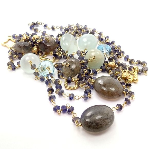 David Yurman Quatrefoil 18k Yellow Gold 46" Long Chain Bead Toggle Necklace - Picture 8 of 12